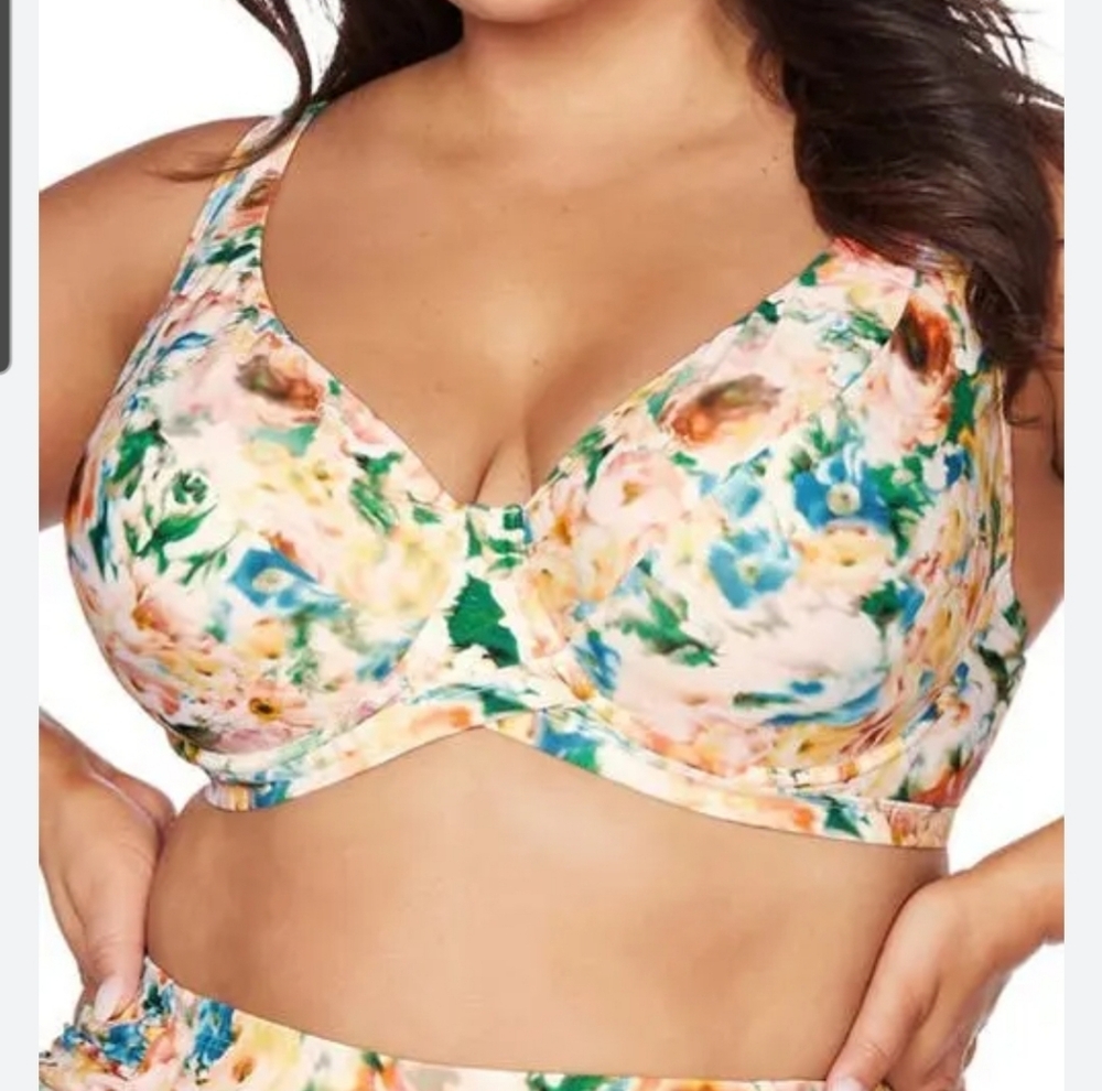 Artesands Odette Goya E/F Cup‎ Underwire Bikini Swim Top,Floral,Multiway Straps